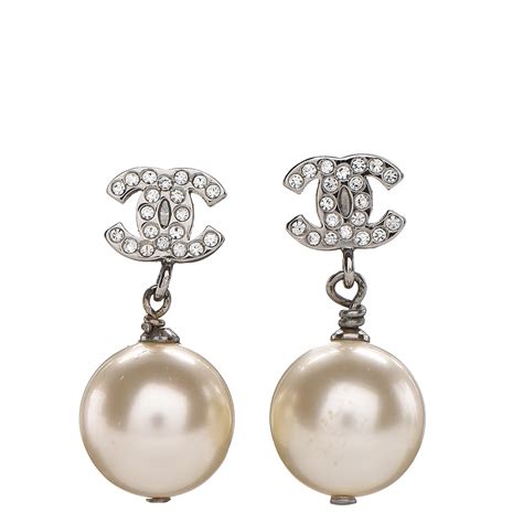 chanel mini pearl drop earrings|chanel pearl drop earrings silver.